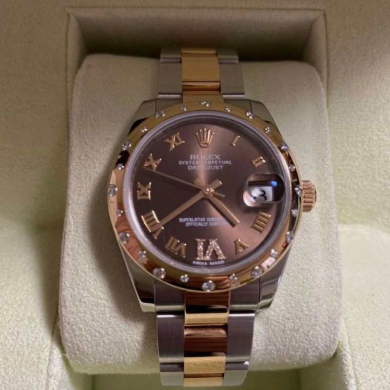 Rolex Oyster 31 Oystersteel & Gold Diamond Chocolate