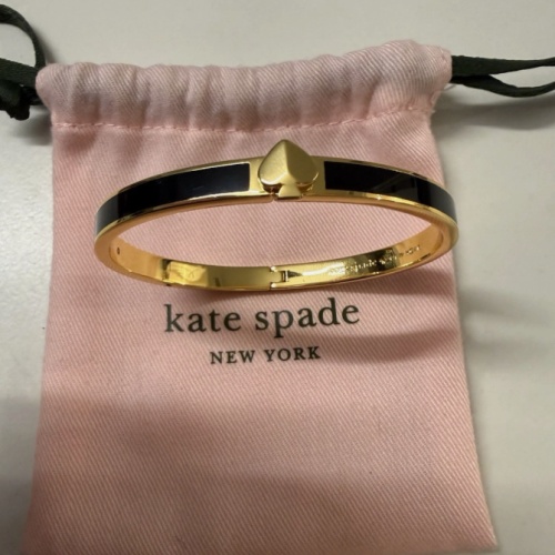 Kate Spade New York Gold Black Metal Bangle Bracelet with Heart Accent