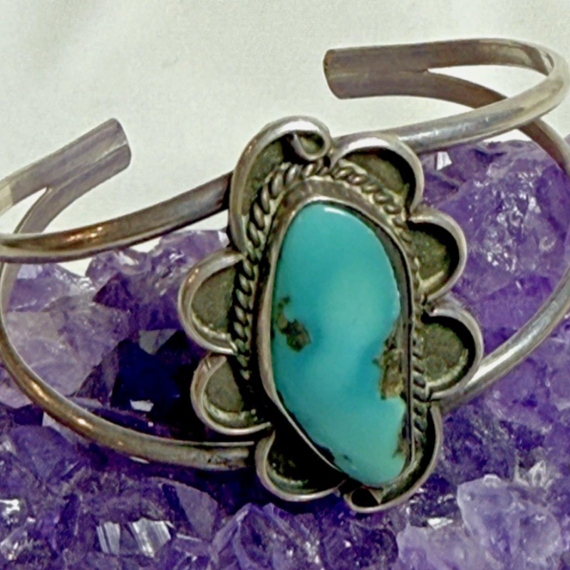 Vintage Navajo Sterling Silver and Turquoise 6.5" Cuff Bracelet, 19.6 grams