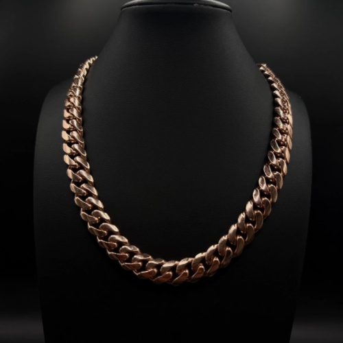 SILVER CUBAN LINK CHAIN 12MM 24IN 176.72G SOLID MIAMI CUBAN ROSE GOLD TONE