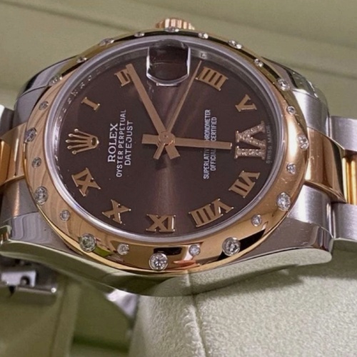 Rolex Oyster 31 Oystersteel & Gold Diamond Chocolate